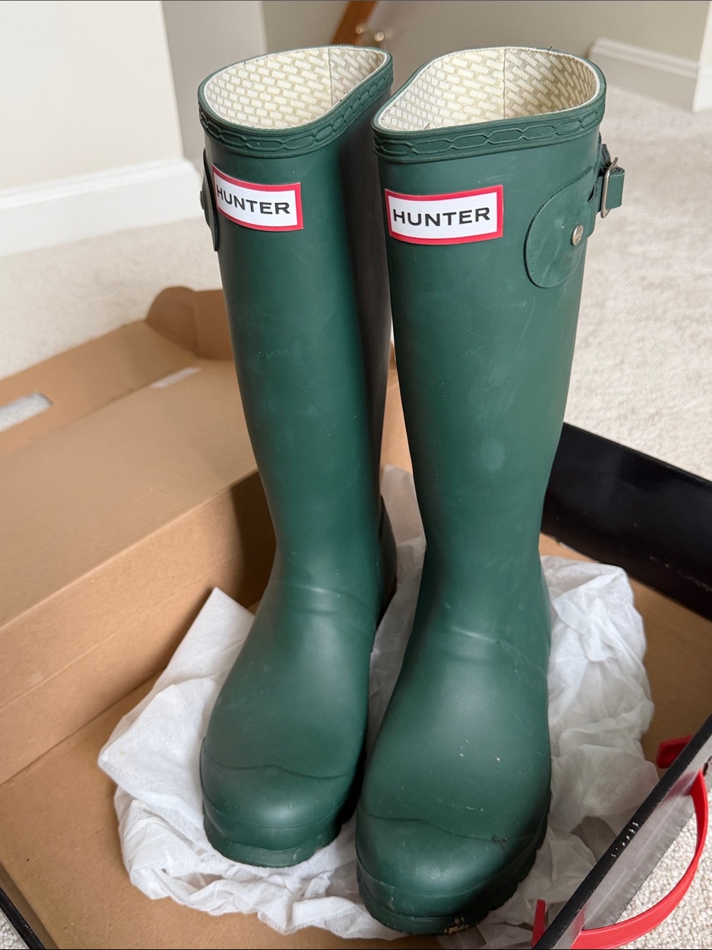 Hunter Women's Tall Waterproof Rain Boots in Forest Green